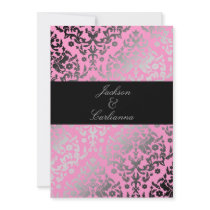 311-Dazzling Damask Pink Flamingo Invite