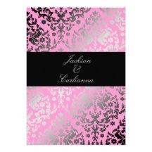 311-Dazzling Damask Pink Flamingo Invite