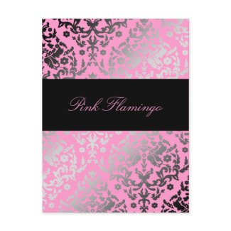 311-Dazzling Damask Pink Flamingo postcard