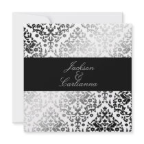 311-Dazzling Damask Polar Bear invitations