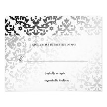 311-Dazzling Damask Polar Bear RSVP Custom Invites