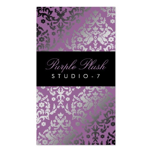 311 Dazzling Damask Purple Plush Business Card Templates (front side)