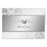 311-Dazzling Damask Silver Thank you Card