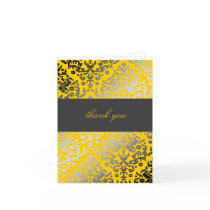 311-Dazzling Damask Thank You Yellow Greeting Cards