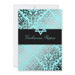 311 Dazzling Damask Turquoise Blue Star of David Invite