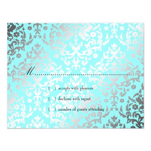 311 Dazzling Damask Turquoise Blue Star of David Personalized Invites