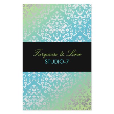 311-Dazzling Damask Turquoise & Lime Black Flyer Design by Jill311