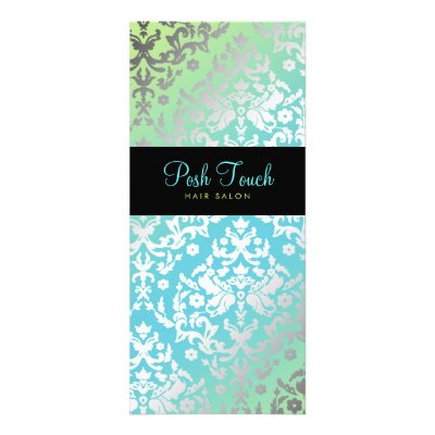 311-Dazzling Damask Turquoise & Lime Black Rack Card by Jill311