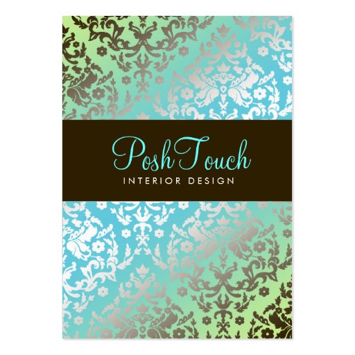 311-Dazzling Damask Turquoise & Lime Business Card Templates