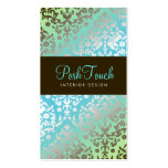 311-Dazzling Damask Turquoise & Lime Business Card Templates