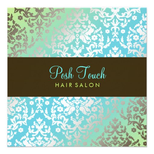 311 Dazzling Damask Turquoise & Lime Custom Announcement