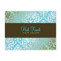 311-Dazzling Damask Turquoise & Lime Postcard