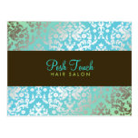 311-Dazzling Damask Turquoise & Lime Postcard