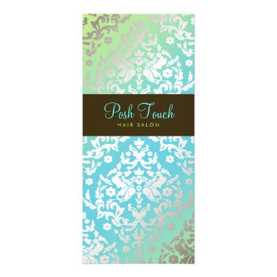 311 Dazzling Damask Turquoise & Lime Personalized Rack Card by Jill311