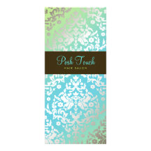 311 Dazzling Damask Turquoise & Lime Personalized Rack Card