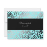 311-Dazzling Damask Turquoise RSVP Custom Invites