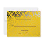 311-Dazzling Damask Yellow Jacket RSVP card Invitations