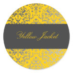 311-Dazzling Damask Yellow Jacket Round Sticker