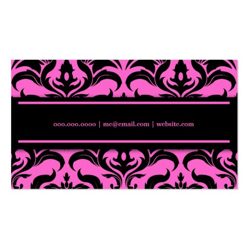 311 Deidra Damask Pink Liquorice Monogram Business Cards (back side)