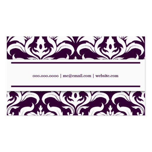 311 Deidra Damask Rose Purple Monogram Business Cards (back side)