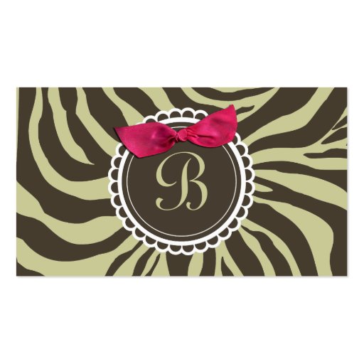 311-Delectably Sweet Chocolate Moss Zebra Bow Business Card Template