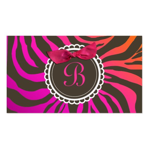 311-Delectably Sweet Sunset Chocolate Zebra Bow Business Card Templates (front side)