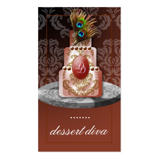311-Dessert Diva  | Sophisticated Peacock Colors Business Card Templates (front side)