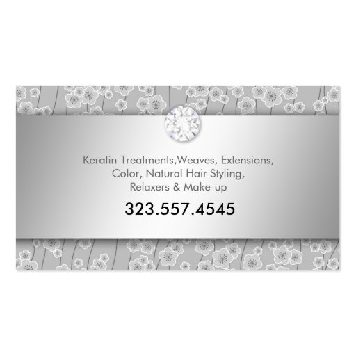 311-Diamond Geisha | Gray Shimmer Business Card Template (back side)
