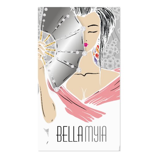 311-Diamond Geisha | Gray Shimmer Business Card Template (front side)