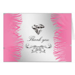 311-Diamond Luxe  | Pink Feathers Greeting Card