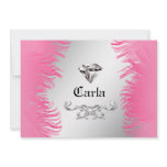 311-Diamond Luxe | Pink Feathers | Silver Backgrou Invites
