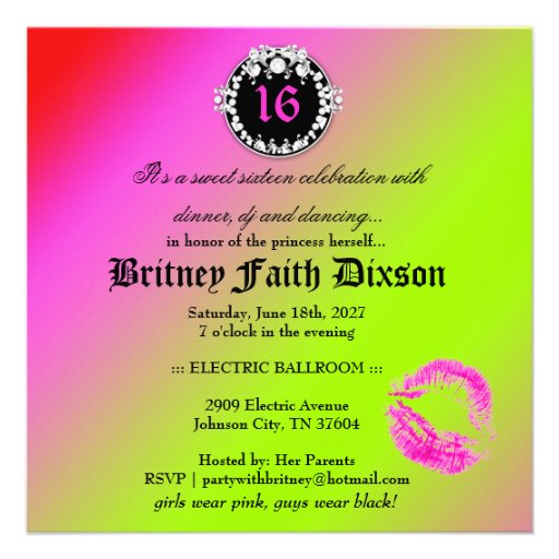 311 Diamond Medallion Zebra Neon Cherry Invites