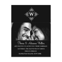 311-DIAMOND MONOGRAM WEDDING ANNOUNCEMENT postcards