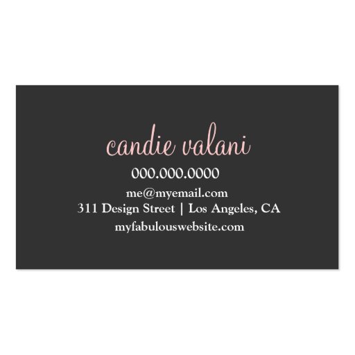 311 Divine Gray Hearts Cupcake Business Card (back side)