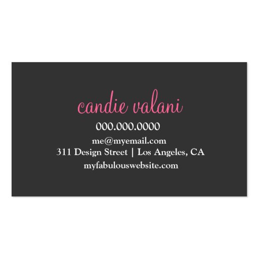 311 Divine Gray White Damask Cupcake Business Card (back side)