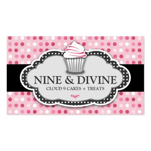 311 Divine Pink Polka Dot Cupcakes Business Card (front side)