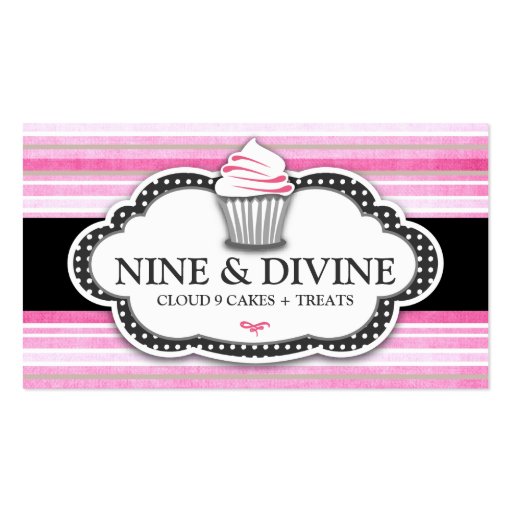 311 Divine Vintage Pink Stripes Cupcake Business Card Templates