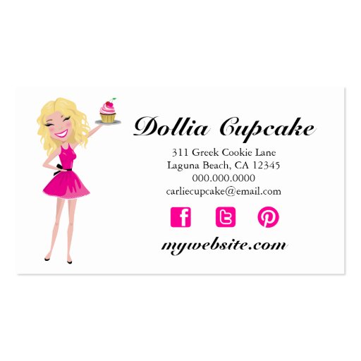 311 Dollface Desserts Blondie Zebra Business Card (back side)