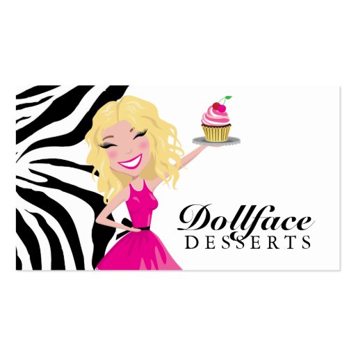 311 Dollface Desserts Blondie Zebra Business Card (front side)