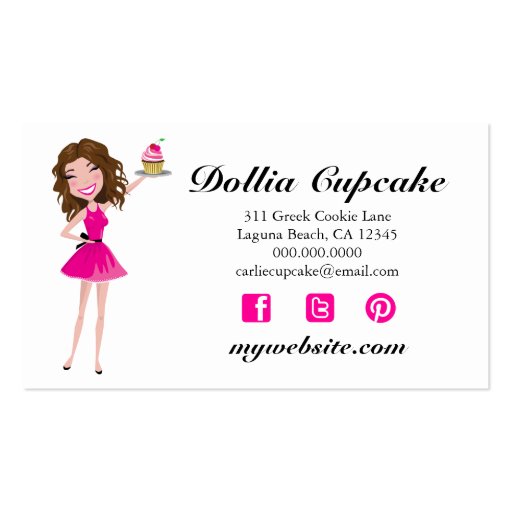 311 Dollface Desserts Brownie Zebra Business Card Template (back side)