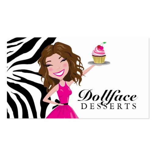 311 Dollface Desserts Brownie Zebra Business Card Template (front side)