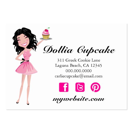 311 Dollface Desserts Kohlie Pink Damask 3.5 x 2 Business Card Templates (back side)