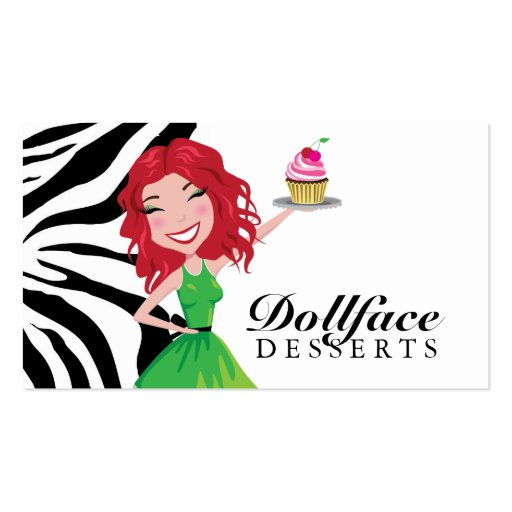 311 Dollface Desserts Rubie Zebra Business Card Templates (front side)