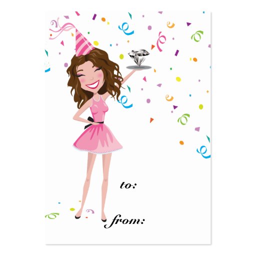 311 Dollface Diamond Birthday Tag Business Card Templates (front side)