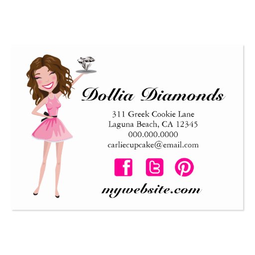 311 Dollface Diamonds Brownie Zebra 3.5 x 2 Business Card Templates (back side)