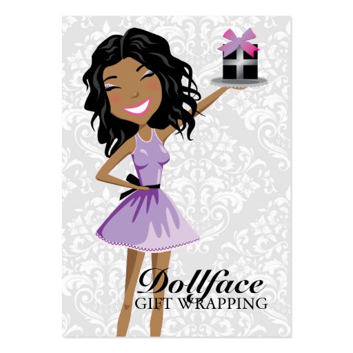 311 Dollface Gifts Ebonie Damask 3.5 x 2 Business Card