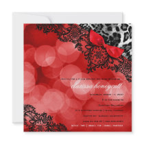 311 Dream in Leopard and Lace Bachelorette Red Custom Invitations