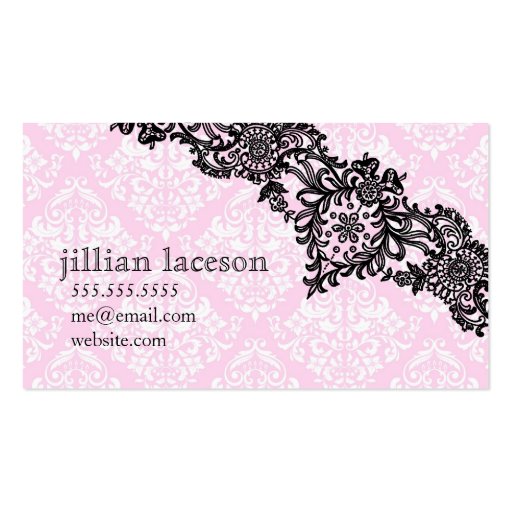 311 Dream in Leopard & Lace Girly Pink Business Card Template (back side)