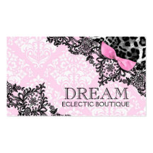 311 Dream in Leopard & Lace Girly Pink Business Card Template