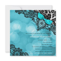 311 Dream in Lights Leopard & Lace Aqua Personalized Announcement